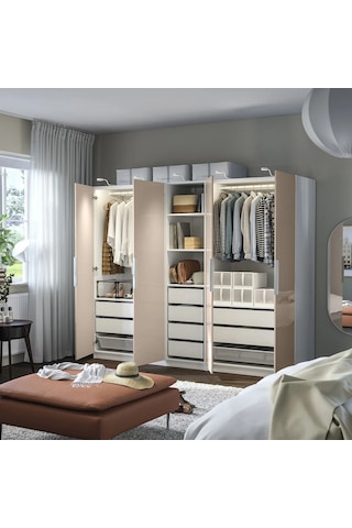 Ikea Beyaz Ferah Kapaklı Gardırop 250x60x201 Cm
