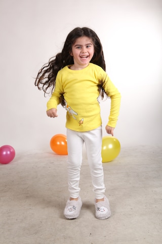 Teenyweenykids Kedi Baskı Pijama Takımı Sarı