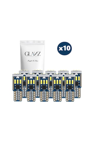 Glanz T10 W5w 6000k Dipsiz Beyaz Park Plaka Ampul Lambası 10 Adet