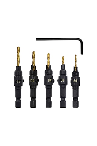 Kangvka Hss Titanyum Kaplama Matkap Seti 5 Parça, Ahşap Delme Ve Köşe Yuvarlama İşleviyle Entegre Delici Takımı