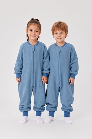 Babyhola Çocuk Uyku Tulumu 1-8 Yaş Unisex Uzun Kollu 1 Tog %100 Pamuk Müslin 2706 Mavi