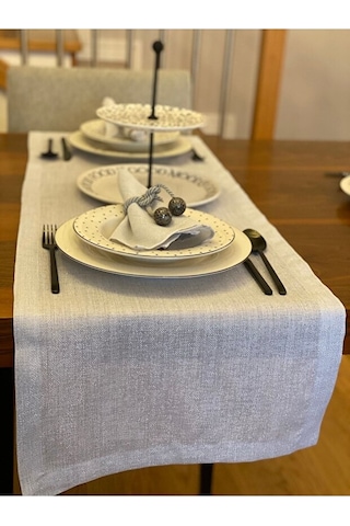 Valerium Simli Gümüş Runner 40x150cm Gümüş