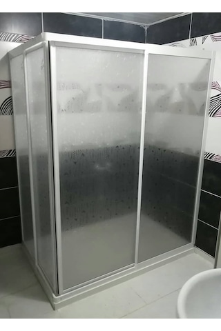 Teknesiz Dikdörtgen Duşakabin Plastik Camlı Beyaz Profilli Beyaz