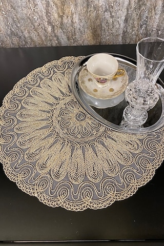 Altın Kordone Nakışlı Modern Supla Bej