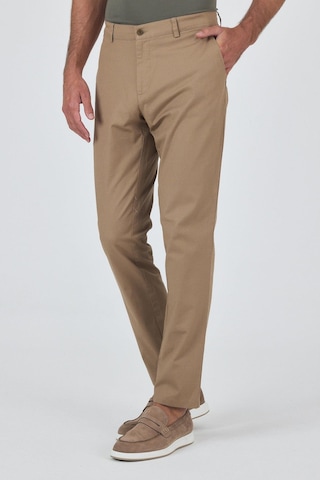 İmza Koyu Vizon Armürlü Yan Cep Düz Paça Slim Fit Pamuklu Casual Chino Pantolon 1003250120 Koyu Vizon