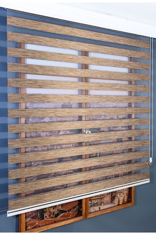 Kahverengi Bambu Stor Zebra Perde Kahverengi