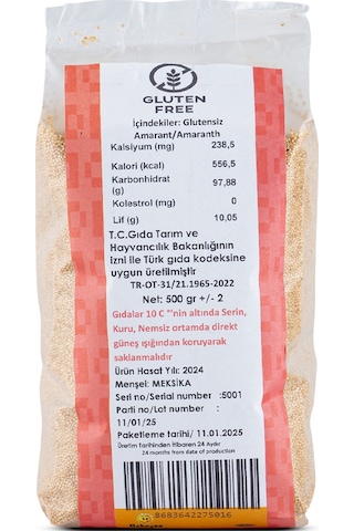 Doğal Glutensiz Amarant 500 Gr