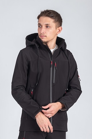 Suya Dayanıklı Slim Fit Softshell Kapüşonlu Erkek Mont Siyah