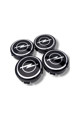 Opel Logolu 58 mm Dış 55mm İç Siyah Geçmeli Jant Göbeği Kapak Seti, 4 Adet Krom Görünümlü