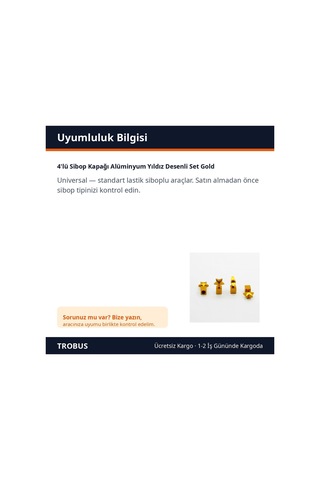 Trobus 4'lü Sibop Kapağı Alüminyum Yıldız Desenli Set Gold