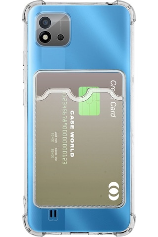 Kvy Realme C11 2021 Kamera Korumalı Kartlıklı Setra Şeffaf Silikon Kılıf