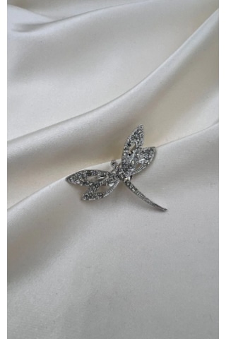 Bb Zirkon Taşlı Yusufcuk Broş Gümüş