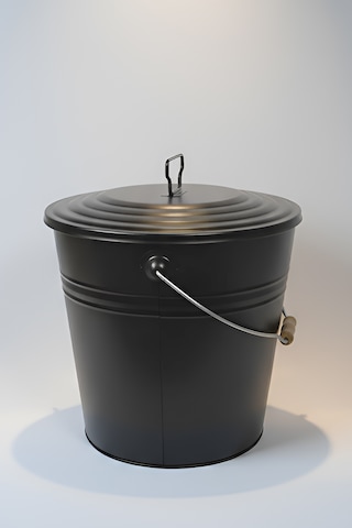 15 Litre Kapaklı Metal Siyah Kova - Çok Amaçlı Saklama Kabı Ve Saksı 30x27/23 Cm