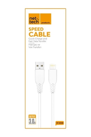 Nettech NT-DC08 Plastik Lightning Usb Data Kablo 100 CM Beyaz