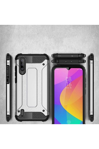 Noktaks - Xiaomi Uyumlu Xiaomi Mi 9 Lite - Kılıf Çift Katman Zırh Tank Crash Military Kapak - Kırmızı