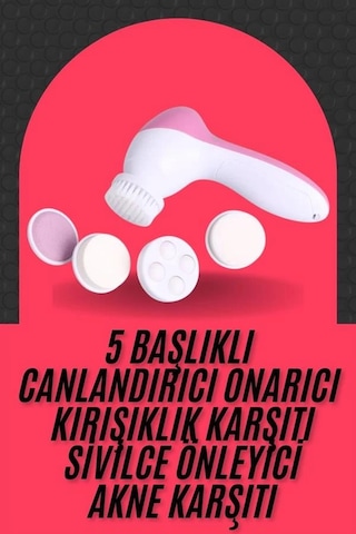 Mey İthalat Cilt Temizleme Ve Masaj Aleti 5 Başlıklı Akne Ve Sivilce Önleyici