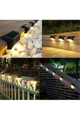 Sanec 4 Adet Solar Güneş Enerjili Şarj Edilen Köşebent Merdiven Veranda Bahçe Led Lamba Diğer