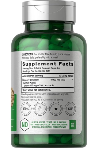 Horbäach Slippery Elm Bark 4000 Mg 200 Caps Aromasız