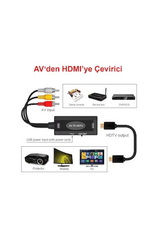 Rca Av'den Hdtv'ye Dönüştürücü Adaptörü Ses Video Dönüştürücü Adaptör
