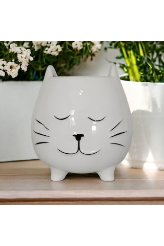 T.concept Kedi Figürlü Ayaklı Porselen Saksı