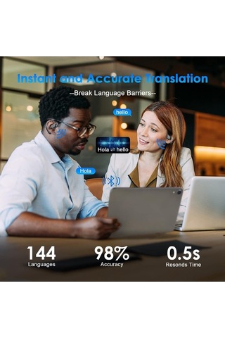 Fastbuy M62 Açık Kulağa Bluetooth Kulaklık - 144 Dil Çeviri, Aı Teknoloji, Müzik Konuşma, Siyah