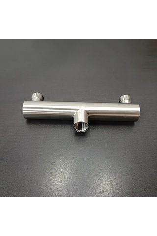 Fastbuy Siyah Paslanmaz Çelik Duş Kolu - Çift Çıkış Bağlantı - Dayanıklı Evrensel Banyo Aksesuarı Siyah