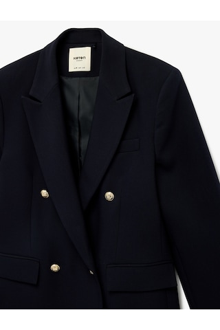Koton Kruvaze Yaka Uzun Kollu Cep Detaylı Metal Düğmeli Blazer Ceket Lacivert 6sak50086uw Lacivert