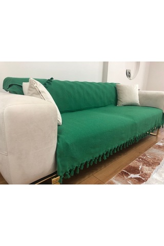 Yeşil Koltuk Örtüsü Balık Sırtı Desen 180 210 Benetton Yeşil