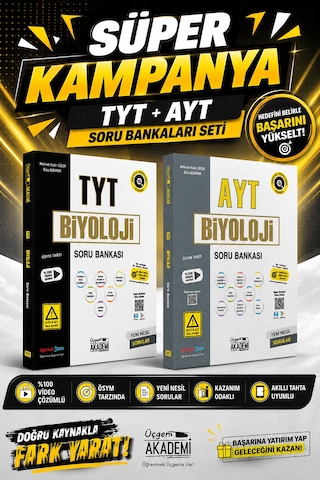 Üçgen Akademi Süper Kampanya Tyt+ayt Biyoloji Soru Bankası -2 Kitap