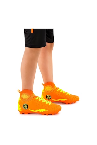 Kiko Kids 142 Fkp Boğazlı Krampon Çim Saha Erkek Çocuk Futbol Ayakkabı Turuncu - Sarı Sarı - Turuncu