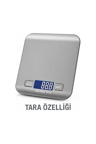Dijital Mutfak Terazisi 5000 G / 1 G Hassasiyetli Paslanmaz Çelik Tartı, Lcd Ekranlı, Akıllı Otomatik Kapanma Özelliği, Gram, Ons Ve Mililitre Ölçer Açık Bej