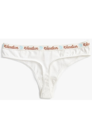 Koton String Külot Pamuklu Lastik Kısmı Slogan Detaylı Ekru 3slk30042mk 3SLK30042MK021 Ekru