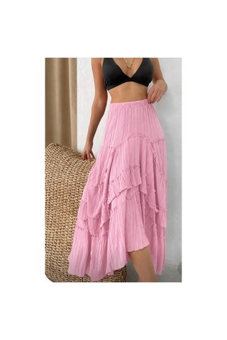 Die&more Fırfırlı Gofre Etek Pembe Pembe