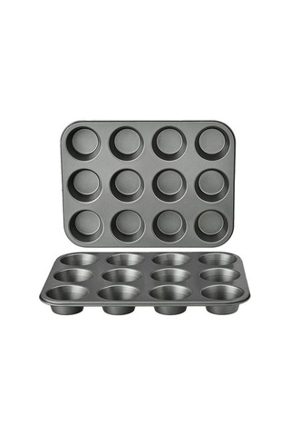 12 Li Muffin Kalıbı Teflon Çelik 100 Muffin Kağıtlı 719516 Çok Renkli