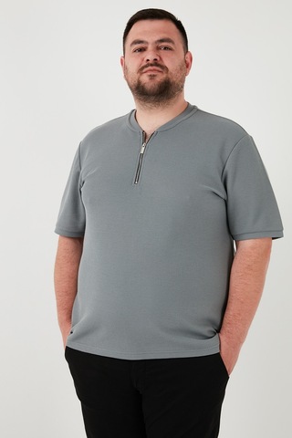 Buratti Büyük Beden Pamuklu Regular Fit Erkek T Shirt 5902653B Açık Haki