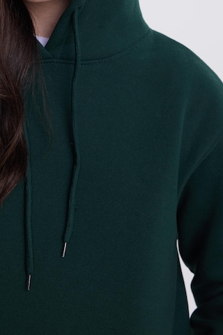 Tudors Kadın Relax Fit Rahat Kesim Pamuklu Kapüşonlu Kanguru Cepli Yeşil Sweatshirt-39942 Yeşil