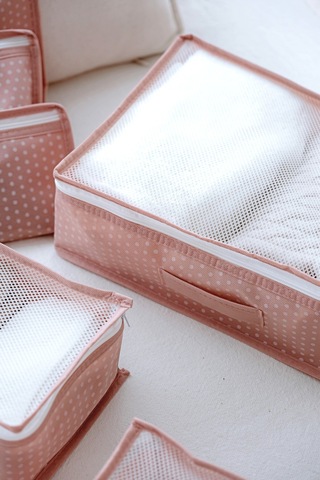 Serstil 6 Parça Bebek Bakım ve Organizer Çanta Seti Anne Bebek Çantası - Pembe Puantiyeli Pembe Benekli