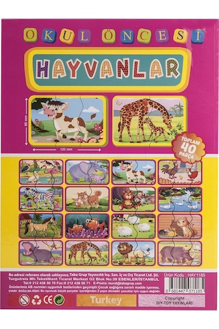 2 Ve 3 Parçalı Hayvanlar Tamamlama Kartları