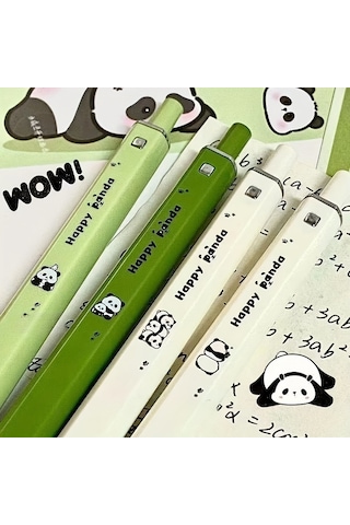 Tcherchı 4 Parçalı Panda Temalı Geri Çekilebilir Jel Kalemler, İnce Uçlu, Dayanıklı