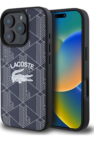 Apple iPhone 16 Pro Max Uyumlu Kılıf Lacoste  Lisanslı Magsafe Özellikli Mono Vintage Logo Lacivert