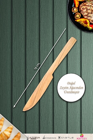 Zeytin Ağacı Ahşap Tahta Bal Reçel Kaşığı Kahvaltı Çatalı Kahvaltı Bıçağı Zeytin Ağacı Ynzyt-551 Kahverengi
