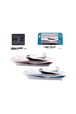 Kumandalı Mini Tekne / Rc Kırmızı Beyaz Sürat Teknesi