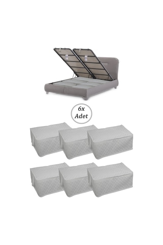 Adarya Home Çekyat Baza Tipi Hurç Baza Alti-Kazak-Yastik-Pike Saklama Hurcu 6 Adet 22 x 40 x 60 Beyaz