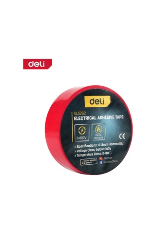 Delı Elektrik Yalıtım Bandı 0.13mm 18mm 10m Kırmızı İzolasyon Bandı