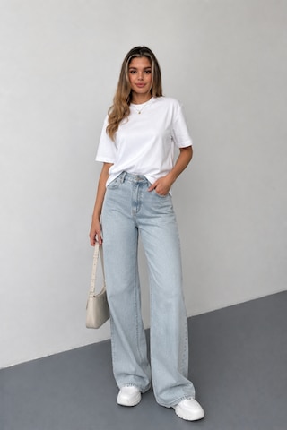 Stilera Kadın Oversize Basic Kısa Kollu Bisiklet Yaka Düz Tişört Beyaz