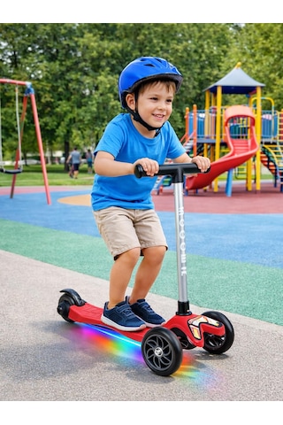 Tois Colorwase Led Işıklı 4 Kademe Ayarlanabilir 3 Tekerlekli Scooter - Kırmızı