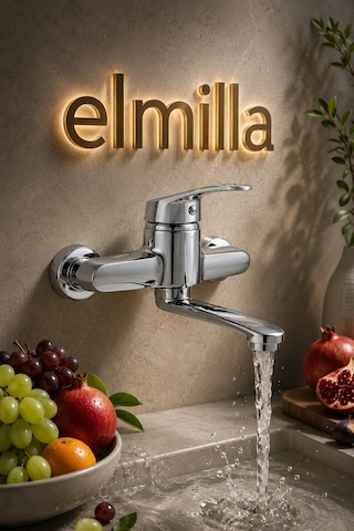 Lüx Premium Krom Alttan Borulu Mutfak-lavabo Bataryası Çeşmesi Musluğu Çift Su Girişli Modern Tasarım Gri