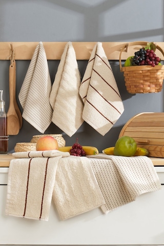 6 Lı El Yüz Mutfak Havlusu Seti Sophia 30 X 50 Cm Bej