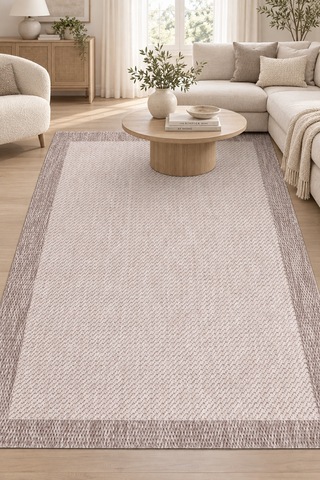 Vatra Krem Vizon Sisal Görünümlü Modern Polyester Halı, Robot Süpürge Uyumlu, Kolay Temizlenebilir Mutfak Koridor Halısı Krem/vizon