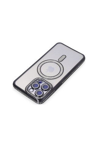 İphone 14 Pro Max Kılıf Joke Simli Magneticsafe Kılıf - Siyah Renk